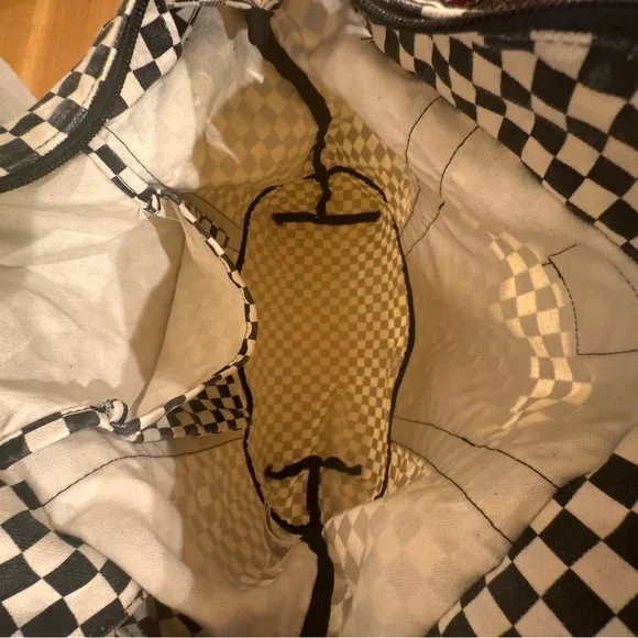 Vans Off The Wall Checkered Zip Tote Bag - Black and White Double Handles Skater - Picture 8 of 11